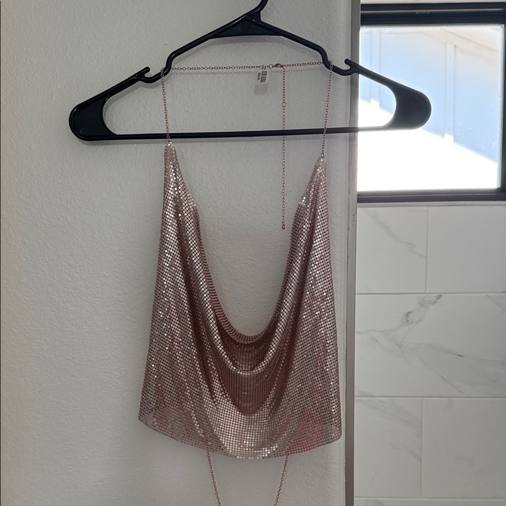 Free people Shimmering Chainmail Crop Top